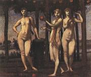 Marees, Hans von The Hesperides triptych oil painting